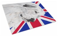 Great Pyrenees with English Union Jack British Flag Glass Cutting Board Large