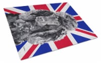 Black Standard Poodle with English Union Jack British Flag Glass Cutting Board L