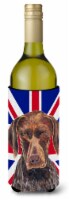 German Shorthaired Pointer with English Union Jack British Flag Wine Bottle Hugg