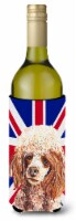 Red Miniature Poodle with English Union Jack British Flag Wine Bottle Hugger