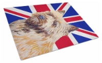 Cairn Terrier with English Union Jack British Flag Glass Cutting Board Large