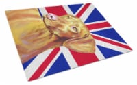 Vizsla with English Union Jack British Flag Glass Cutting Board Large