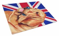 Bloodhound with English Union Jack British Flag Glass Cutting Board Large