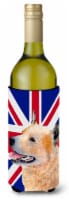 Australian Cattle Dog with English Union Jack British Flag Wine Bottle Hugger