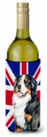 Bernese Mountain Dog with English Union Jack British Flag Wine Bottle Hugger