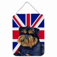 Brussels Griffon with English Union Jack British Flag Wall or Door Hanging Print