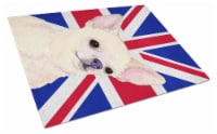 Chihuahua with English Union Jack British Flag Glass Cutting Board Large