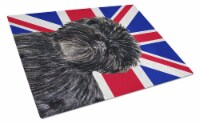 Affenpinscher with English Union Jack British Flag Glass Cutting Board Large