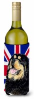 Tibetan Spaniel with English Union Jack British Flag Wine Bottle Hugger