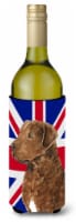 Curly Coated Retriever with English Union Jack British Flag Wine Bottle Hugger