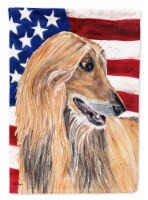 Carolines Treasures SC9506CHF Afghan Hound USA Patriotic American Flag House Fl