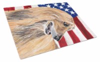 Afghan Hound USA Patriotic American Flag Glass Cutting Board Large