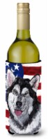 Alaskan Malamute USA Patriotic American Flag Wine Bottle Hugger