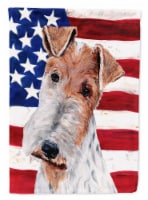 Carolines Treasures SC9628CHF Wire Fox Terrier with American Flag USA House Fla