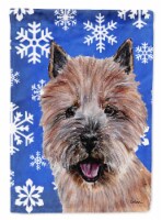 Carolines Treasures  SC9782CHF Norwich Terrier Winter Snowflakes Flag Canvas Hou