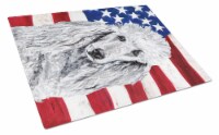 White Standard Poodle with American Flag USA Glass Cutting Board Large