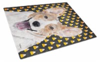 Cardigan Corgi Candy Corn Halloween Glass Cutting Board Large