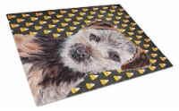 Norfolk Terrier Puppy Candy Corn Halloween Glass Cutting Board Large