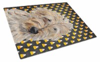 Golden Doodle 2 Candy Corn Halloween Glass Cutting Board Large