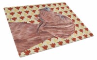 Carolines Treasures SC9683LCB Redbone Coonhound Fall Leaves Glass Cutting Board