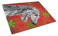 Scottish Deerhound Red Snowflakes Holiday Glass Cutting Board Large