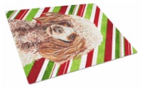 Red Miniature Poodle Candy Cane Christmas Glass Cutting Board Large