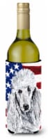 White Standard Poodle with American Flag USA Wine Bottle Hugger