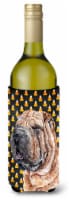 Carolines Treasures  SC9647LITERK Shar Pei Candy Corn Halloween Wine Bottle Hugg