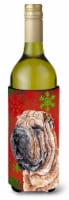 Carolines Treasures  SC9743LITERK Shar Pei Red Snowflakes Holiday Wine Bottle Hu