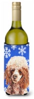 Carolines Treasures  SC9771LITERK Red Miniature Poodle Winter Snowflakes Wine Bo