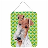 Wire Fox Terrier Lucky Shamrock St. Patrick's Day Wall or Door Hanging Prints