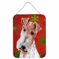 Wire Fox Terrier Red Snowflakes Holiday Wall or Door Hanging Prints