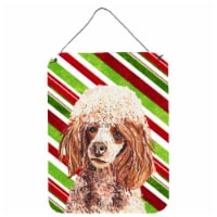 Red Miniature Poodle Candy Cane Christmas Wall or Door Hanging Prints