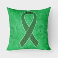 Kelly Green Ribbon for Kidney Cancer Awareness Fabric Decorative Pillow
