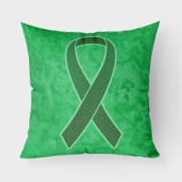 Kelly Green Ribbon for Kidney Cancer Awareness Fabric Decorative Pillow