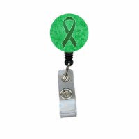 Carolines Treasures  Kelly Green Ribbon for Kidney Cancer Awareness Retractable Badge Reel