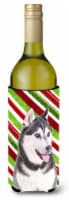 Candy Cane Holiday Christmas Alaskan Malamute Wine Bottle Hugger