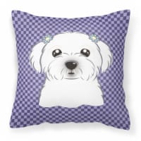Carolines Treasures  BB1134PW1818 Purple Checkered Maltese Fabric Decorative Pil