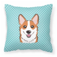 Carolines Treasures  BB1192PW1818 Checkerboard Blue Corgi Fabric Decorative Pill