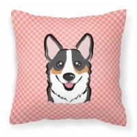 Carolines Treasures  BB1255PW1818 Checkerboard Pink Corgi Fabric Decorative Pill