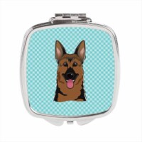Carolines Treasures BB1149SCM Checkerboard Blue German Shepherd Compact Mirror- 2.75 x 3 x .3