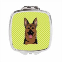 Carolines Treasures BB1273SCM Checkerboard Lime Green German Shepherd Compact Mirror- 2.75 x