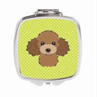 Carolines Treasures BB1318SCM Checkerboard Lime Green Chocolate Brown Poodle Compact Mirror-