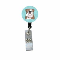 Carolines Treasures  Checkerboard Blue English Bulldog Retractable Badge Reel