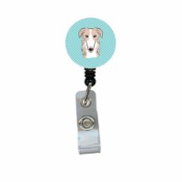 Carolines Treasures  Checkerboard Blue Borzoi Retractable Badge Reel