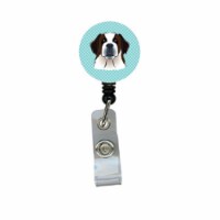 Carolines Treasures  Checkerboard Blue Saint Bernard Retractable Badge Reel