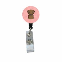 Carolines Treasures  Checkerboard Pink Chocolate Labrador Retractable Badge Reel