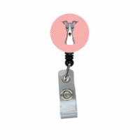 Carolines Treasures  Checkerboard Pink Italian Greyhound Retractable Badge Reel