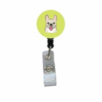 Carolines Treasures  Checkerboard Lime Green French Bulldog Retractable Badge Reel