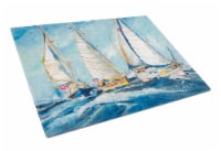 Carolines Treasures  JMK1027LCB Roll me over Sailboats Glass Cutting Board Large
